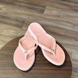 Coach Pink Logo-Pattern Flip Flop Sandals